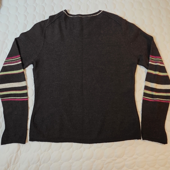 Chocolate Brown Striped Sweater XL Smartwool - Picture 2 of 8